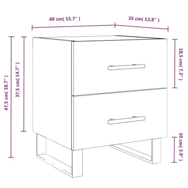 vidaXL Κομοδίνα 2 τεμ. Λευκά 40x35x47,5cm από Επεξεργασμένο Ξύλο