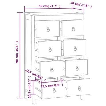 vidaXL Συρταριέρα 55x30x90cm από Μασίφ Ξύλο Teak 1 τεμ.