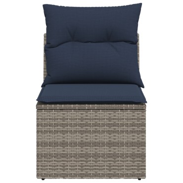 vidaXL Καναπές Κήπου με μαξιλάρι Γκρι 55x62x69cm Πολυ ράταν