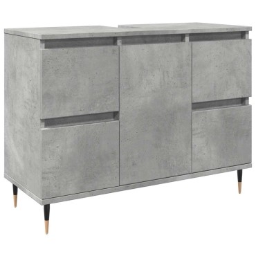 vidaXL Ντουλάπι Μπάνιου Γκρι Σκυροδέματος 80x33x60cm Επεξ. Ξύλο