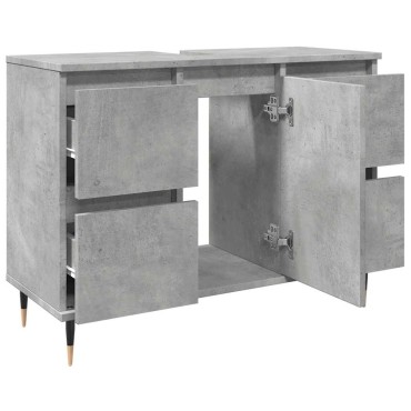 vidaXL Ντουλάπι Μπάνιου Γκρι Σκυροδέματος 80x33x60cm Επεξ. Ξύλο