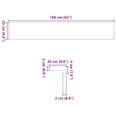 vidaXL Περβάζια παραθύρων 2 τεμ. 160x25x2 εκ. Ακατέργαστο Μασίφ Δρυός