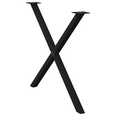 vidaXL Πόδια Τραπεζαρίας σε Σχήμα Χ, 2 τεμ. Μαύρα 90x(72-73)cm Ατσάλι