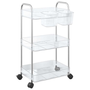vidaXL Καρότσι αποθήκευσης 3 Επίπεδα Διαφανές 37x28x68 εκ. Ακρυλικό