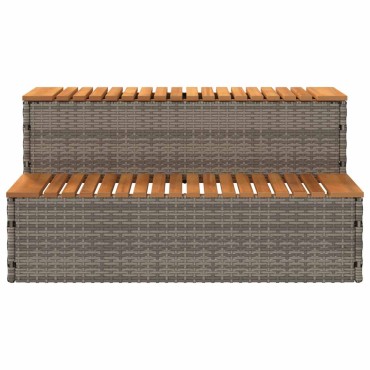 vidaXL Βήμα υδρομασάζ Γκρι 100x50x50,5 εκ. Συνθετικό Ρατάν/Ακακίας