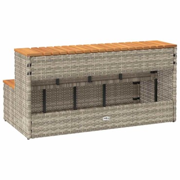 vidaXL Βήμα υδρομασάζ Αν. Γκρι 100x50x50,5 εκ. Συνθετικό Ρατάν/Ακακίας