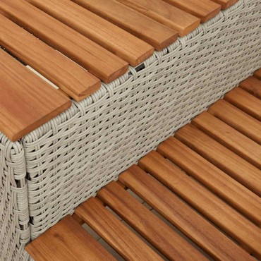 vidaXL Βήμα υδρομασάζ Αν. Γκρι 100x50x50,5 εκ. Συνθετικό Ρατάν/Ακακίας