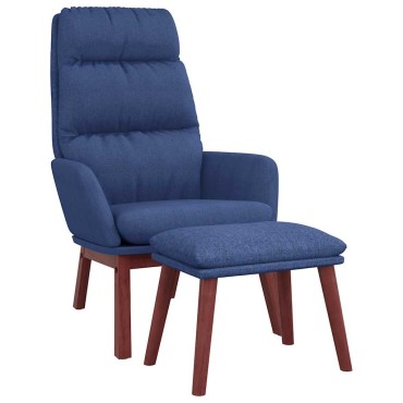 vidaXL Πολυθρόνα Relax Μπλε Υφασμάτινη με Σκαμπό 70x77x98cm 1 τεμ.