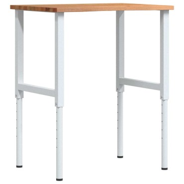 vidaXL Πάγκος Εργασίας Ανοιχτό Καφέ 80x60x(71,5-98) cm Μασίφ Ξύλο Δρυς