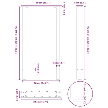 vidaXL Πόδια Τραπεζιού Μπαρ 2 τεμ. Ανθρακί 40x(90-91)cm Ατσάλι
