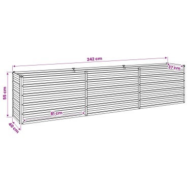 vidaXL Υψωμένο Κρεβάτι Κήπου Σκ rusty 240 x 40 x 55 εκ. κοντόν