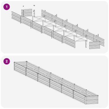 vidaXL Υψωμένο Κρεβάτι Κήπου Ασημί 600 x 40 x 24 εκ. γαλβανισμένο