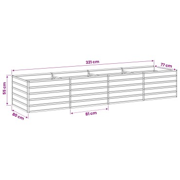 vidaXL Υψωμένο Κρεβάτι Κήπου Γκρι 320 x 80 x 55 εκ.