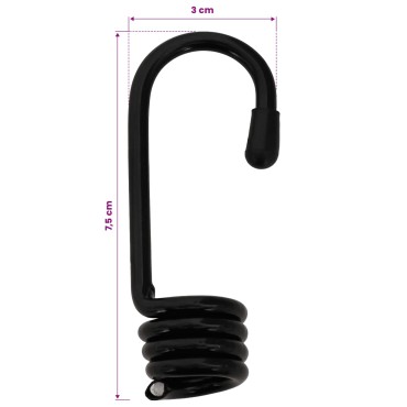 vidaXL Σχοινιά Bungee με Γάντζους 10 mm 50 m Μαύρο και Λευκό