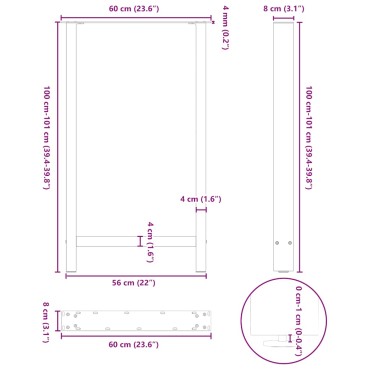 vidaXL Πόδια Τραπεζιού Μπαρ 2 τεμ. Μαύρα 60x(100-101)cm Ατσάλι