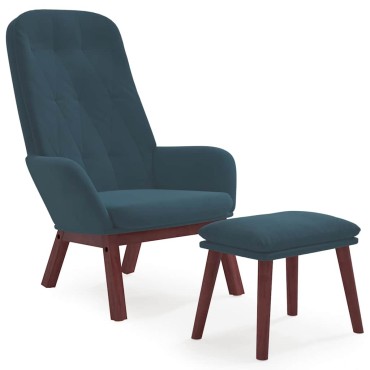 vidaXL Πολυθρόνα Relax Μπλε Βελούδινη με Υποπόδιο 70x77x98cm 1 τεμ.