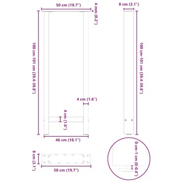 vidaXL Πόδια Τραπεζιού Μπαρ 2 τεμ. Μαύρα 50x(100-101)cm Ατσάλι