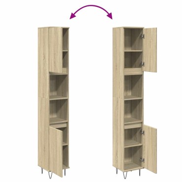 vidaXL Ντουλάπι Μπάνιου Sonoma Δρυς 30x30x190cm Επεξεργασμένο Ξύλο 1 τεμ.