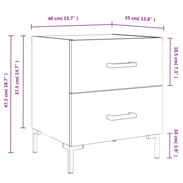 vidaXL Κομοδίνα 2 τεμ. Γκρι Sonoma 40x35x47,5cm Επεξεργ. Ξύλο