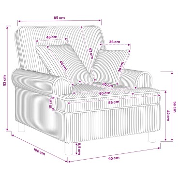vidaXL XL Πολυθρόνα με Μαξιλάρια Πράσινο Ύφασμα 1,5 Γραμμές 90x92x100cm 1 τεμ.