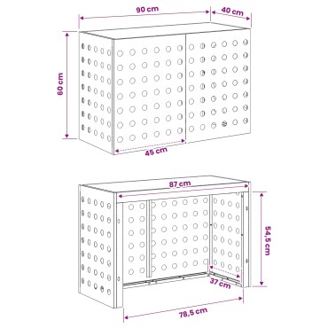 vidaXL Κάλυμμα κλιματιστικού Λαδί 90 x 40 x 60 εκ Ατσάλι