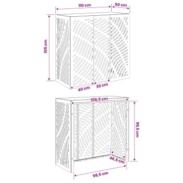 vidaXL Κάλυμμα κλιματιστικού Λαδί 110 x 50 x 105 εκ Ατσάλι