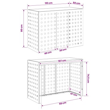 vidaXL Κάλυμμα κλιματιστικού Λαδί 110 x 50 x 80 cm Ατσάλι