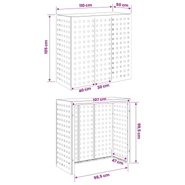 vidaXL Κάλυμμα κλιματιστικού Μαύρο 110 x 50 x 105 εκ Ατσάλι