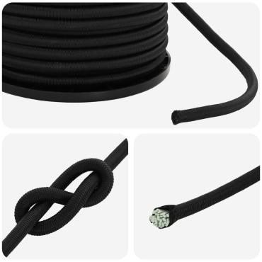 vidaXL Σχοινιά Bungee 6 mm Μαύρο PP και καουτσούκ