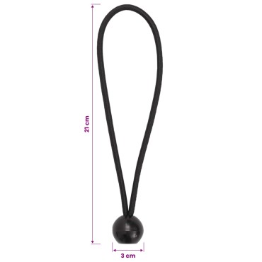 vidaXL Κορδόνια Bungee με Μπάλες 100 τεμ. Μαύρο Πολυπροπυλένιο