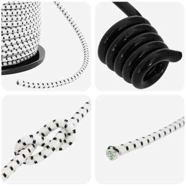 vidaXL Σχοινιά Bungee με Γάντζους 4 mm Μαύρο και Λευκό