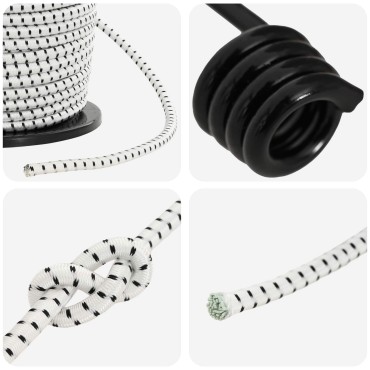 vidaXL Σχοινιά Bungee με Γάντζους 8 mm Μαύρο και Λευκό