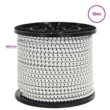 vidaXL Σχοινιά Bungee με Γάντζους 8 mm Μαύρο και Λευκό