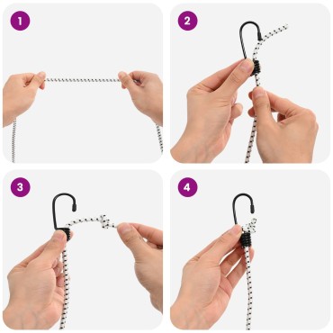 vidaXL Σχοινιά Bungee με Γάντζους 6 mm Μαύρο και Λευκό