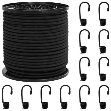 vidaXL Σχοινιά Bungee με Γάντζους 6 mm Μαύρο PP και καουτσούκ