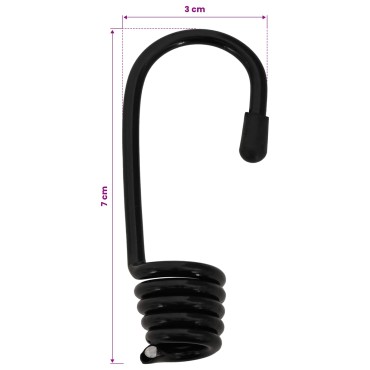 vidaXL Σχοινιά Bungee με Γάντζους 6 mm Μαύρο PP και καουτσούκ