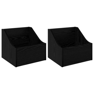 vidaXL Κουτί LP 2 τμχ. Μαύρη Δρυς 37 x 33 x 32 εκ. Επεξεργασμένο Ξύλο