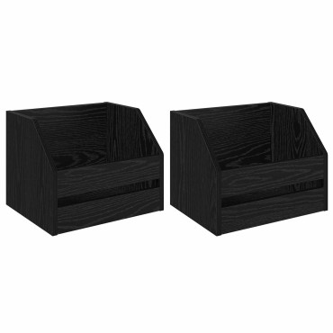 vidaXL Κουτί Άλμπουμ Βινυλίου 2 τμχ. Μαύρη Δρυς 38 x 30 x 29 εκ