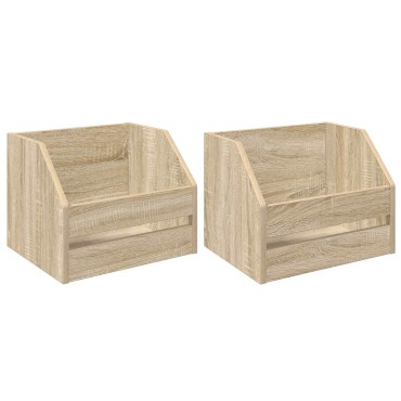 vidaXL Κουτί Άλμπουμ Βινυλίου 2 τμχ. Sonoma Δρυς 38 x 30 x 29 εκ