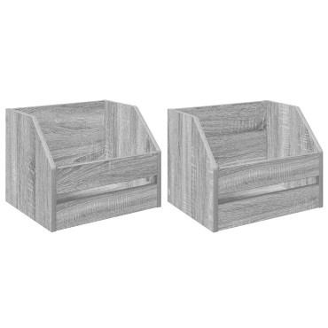 vidaXL Κουτί Άλμπουμ Βινυλίου 2 τμχ. Γκρι Sonoma 38 x 30 x 29 εκ
