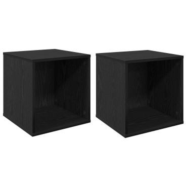 vidaXL Κουτί Άλμπουμ Βινυλίου 2 τμχ. Μαύρη Δρυς 37 x 36,5 x 38 εκ.