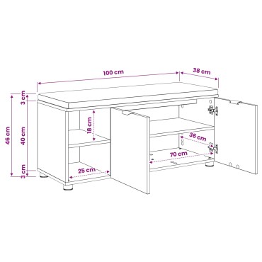 vidaXL Πάγκος Παπουτσιών με Μαξιλάρι Artisan Δρυς 100x38x46 εκ 1 τεμ.