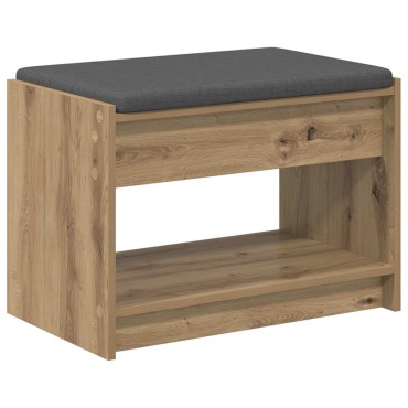 vidaXL Πάγκος Παπουτσιών με Μαξιλάρι Artisan Δρυς 63x38x45 εκ 1 τεμ.