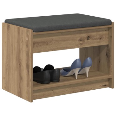 vidaXL Πάγκος Παπουτσιών με Μαξιλάρι Artisan Δρυς 63x38x45 εκ 1 τεμ.
