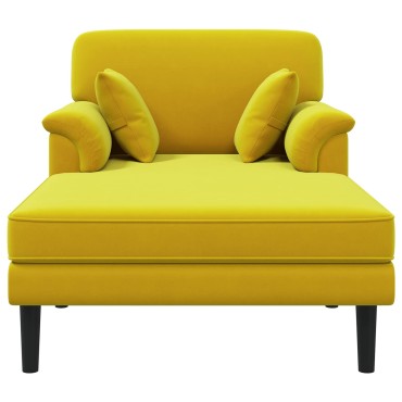 vidaXL Ανάκλιντρο Κίτρινο Βελούδο 101x174x90cm 1 τεμ.