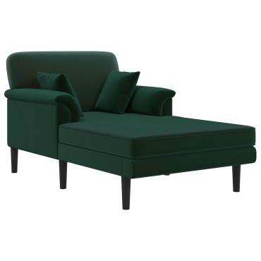 vidaXL Ανάκλιντρο Σκούρο Πράσινο Βελούδο 101x174x90cm 1 τεμ.