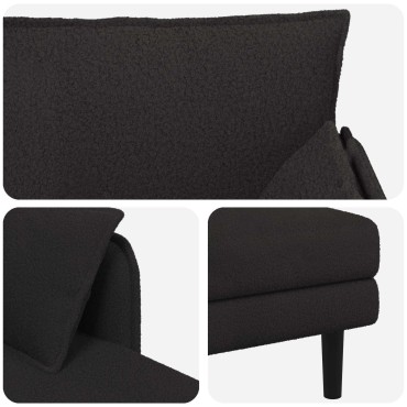 vidaXL Μεγάλο ανάκλιντρο Μαύρο Μπουκλέ 114x173x86cm