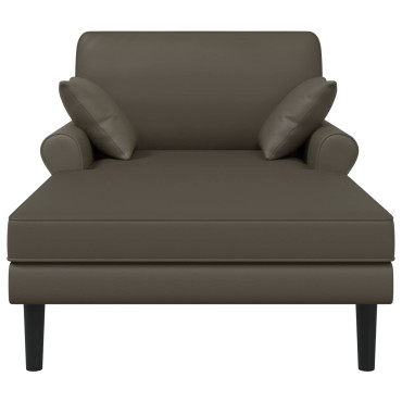 vidaXL Ανάκλιντρο Γκρι Τεχνητό δέρμα 106x174x86cm 1 τεμ.