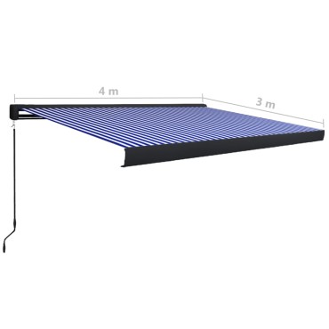 vidaXL Τέντα Κασετίνα Χειροκίνητη Μπλε / Λευκή 400 x 300 εκ.
