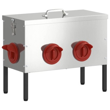 vidaXL Ταΐστρα κοτόπουλων Ασημί 42 x 20,5 x 33 εκ. 15 kg